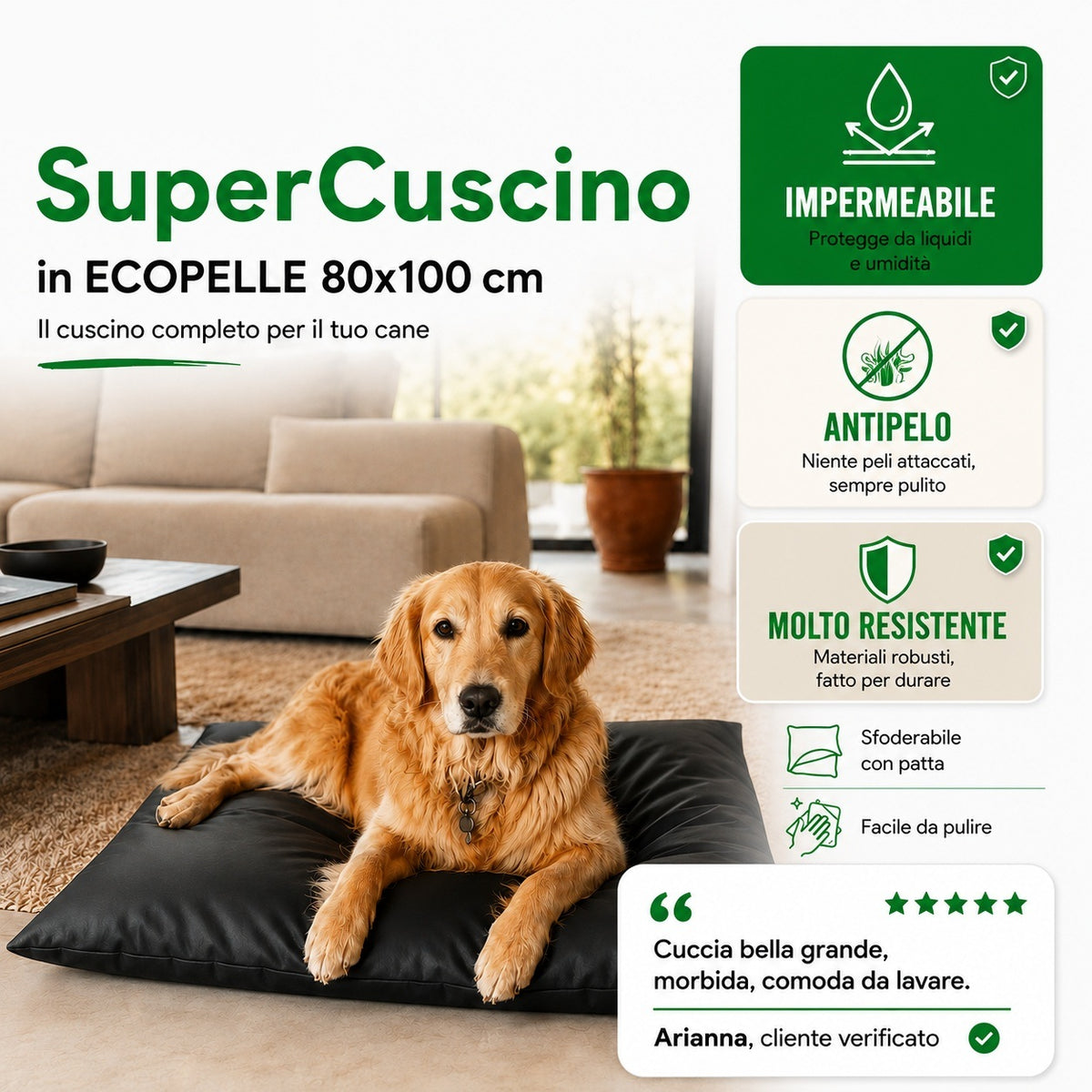 caratteristiche — Cuscino Ortopedico per Cani Impermeabile