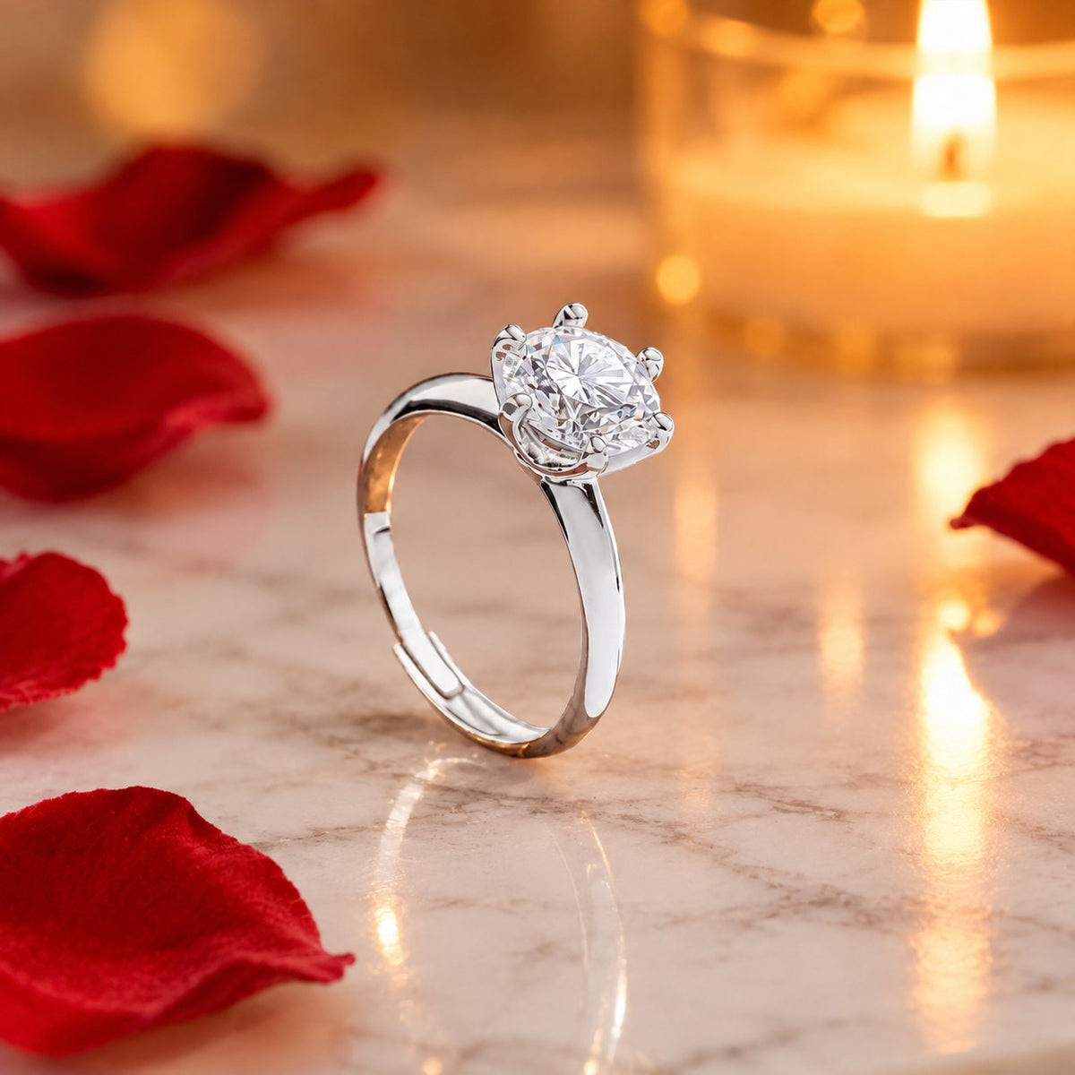 situation — Solitario Lucenta™ – Anello in Moissanite Taglio Brillante, Regolabile