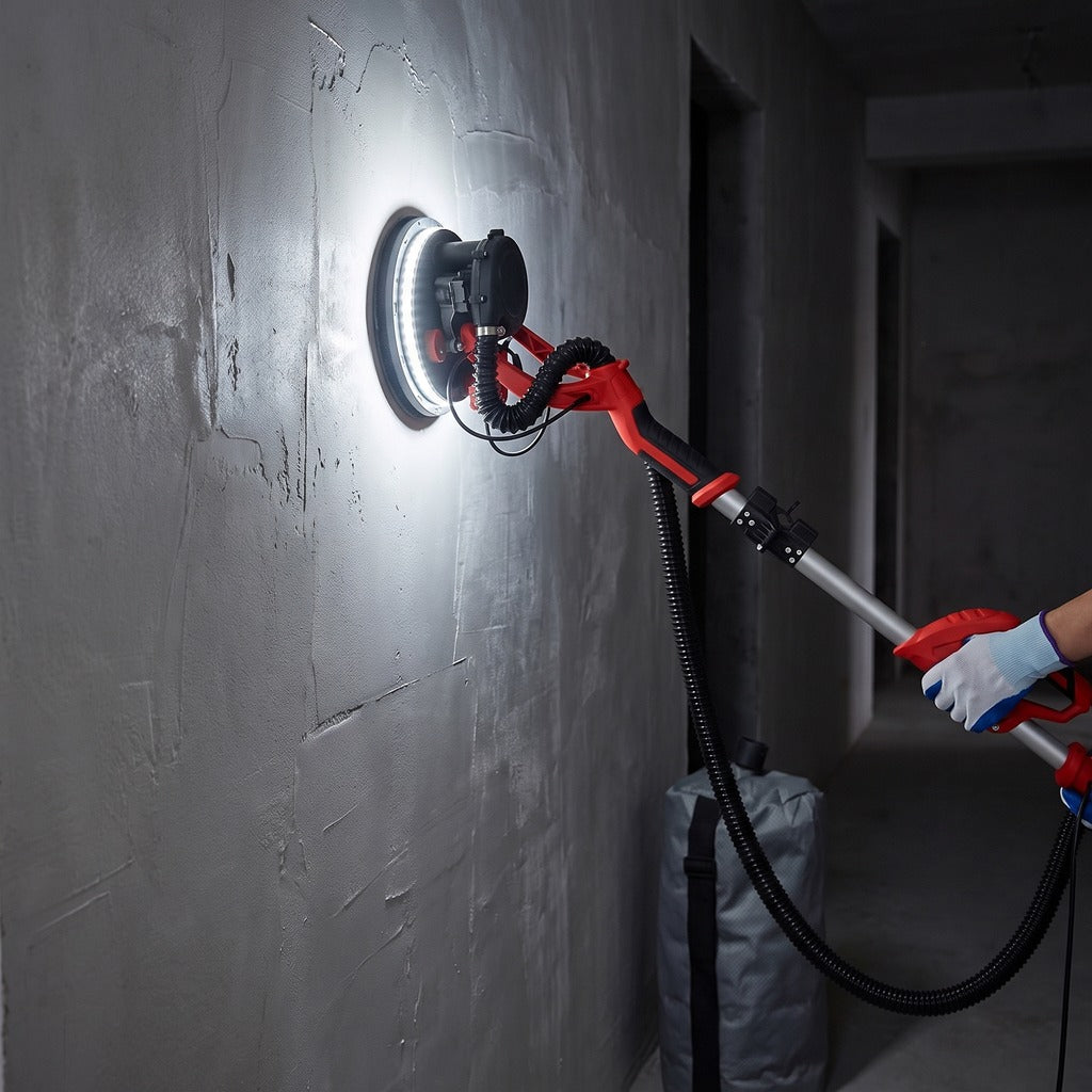 Levigatrice per cartongesso 850 W con anello LED e aspirazione