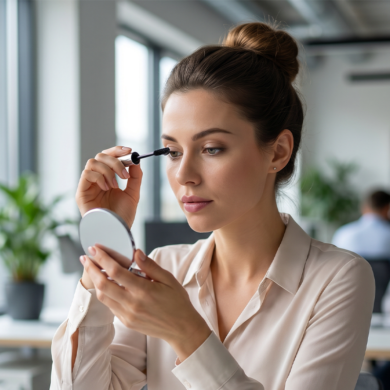Mascara longue tenue — application au bureau
