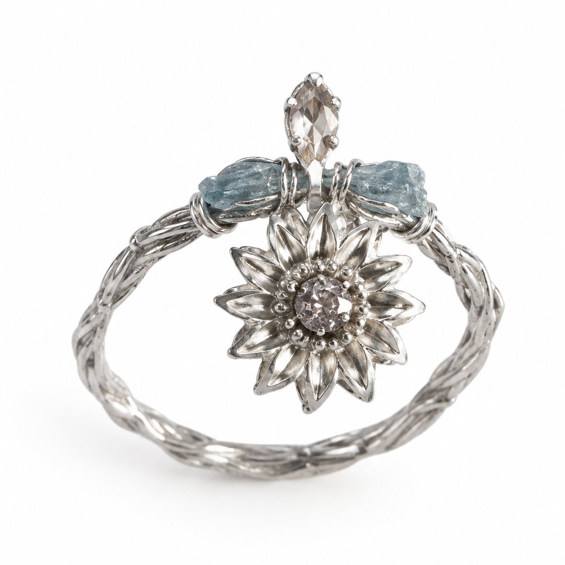 couleur Argento — Anello Girasole con Ape Girevole – Taglia Unica Regolabile
