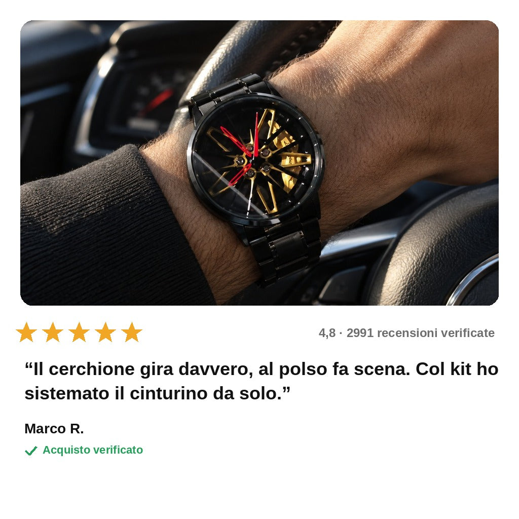 avis — GiroCerchio™ – Orologio con Cerchione 3D Rotante e Cinturino in Metallo