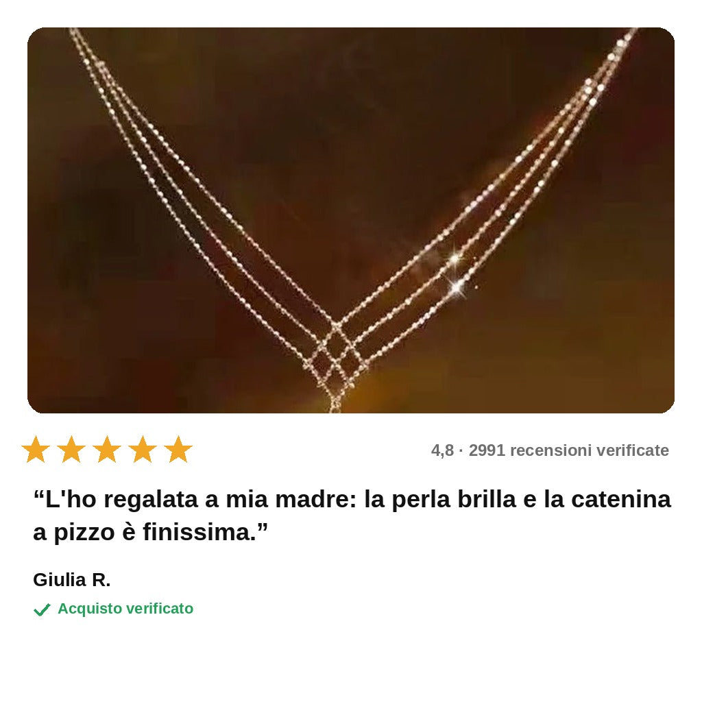 avis — Collana Perla Pizzo™ – Perla Singola su Catenina Dorata Regolabile