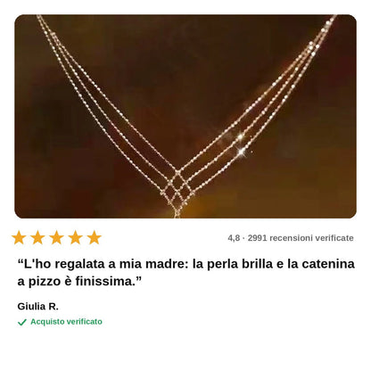 avis — Collana Perla Pizzo™ – Perla Singola su Catenina Dorata Regolabile