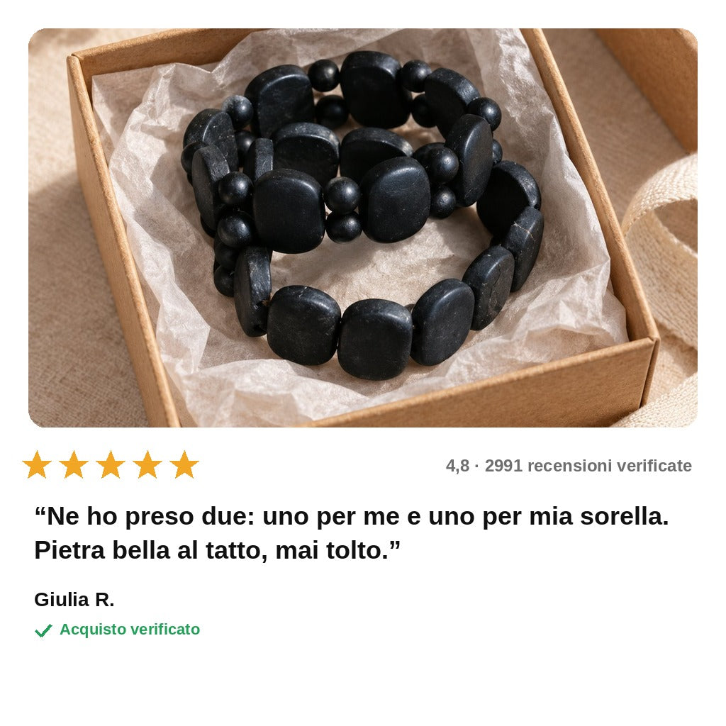 avis — NeroBian™ – Bracciale in Pietra di Bian Naturale, Elastico, Uomo e Donna
