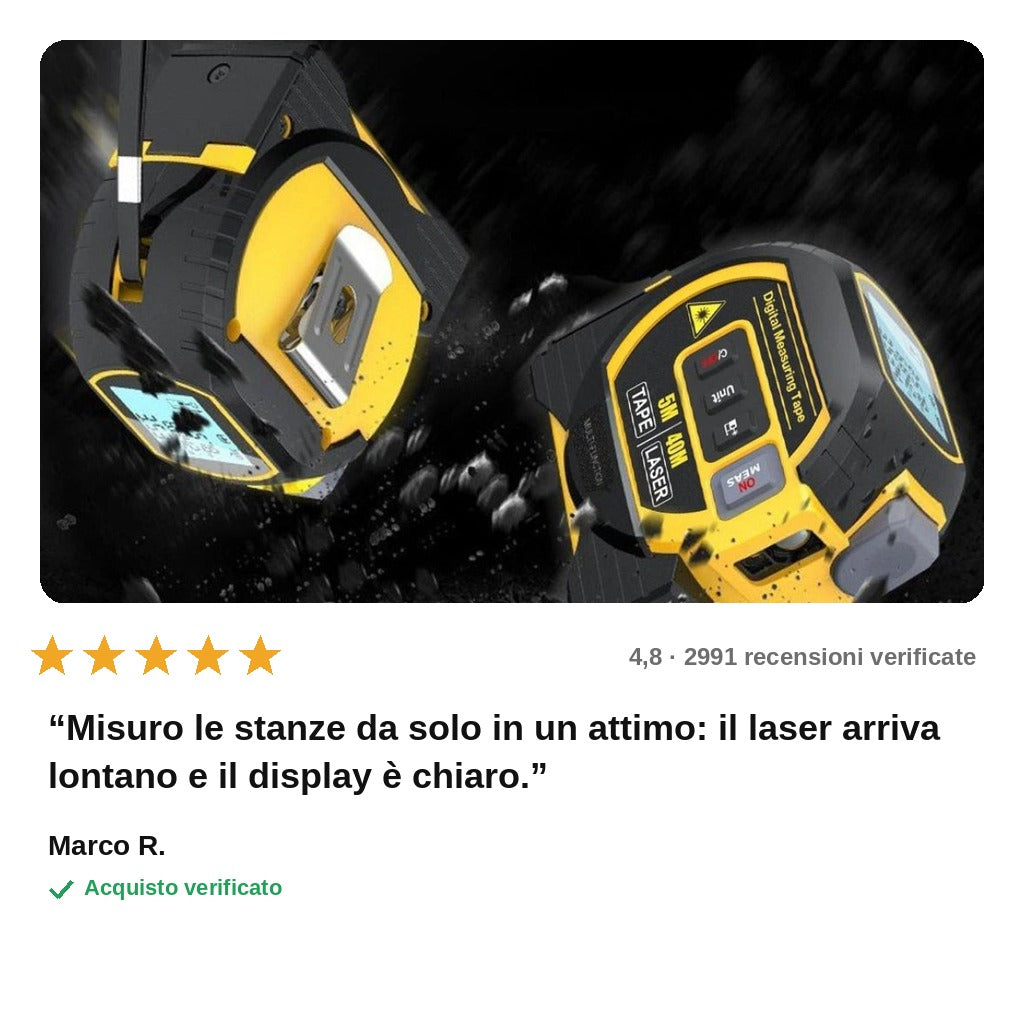 avis — Metro Laser Digitale 3 in 1 – Telemetro 40 m + Metro a Nastro + Display LCD