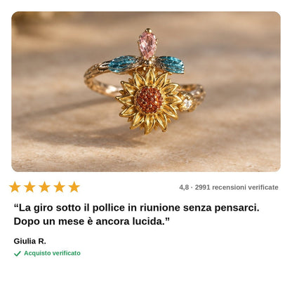 avis — Anello Girasole con Ape Girevole – Taglia Unica Regolabile