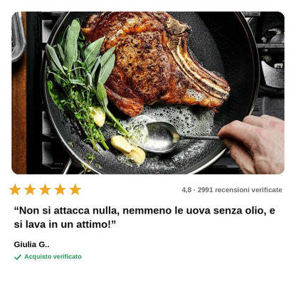 avis — Padella Antiaderente Ibrida Professionale – Rivestimento Ceramica e Titanio
