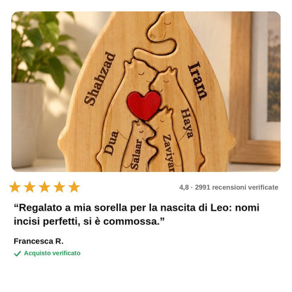 avis — Puzzle Famiglia di Orsi in Legno Personalizzato