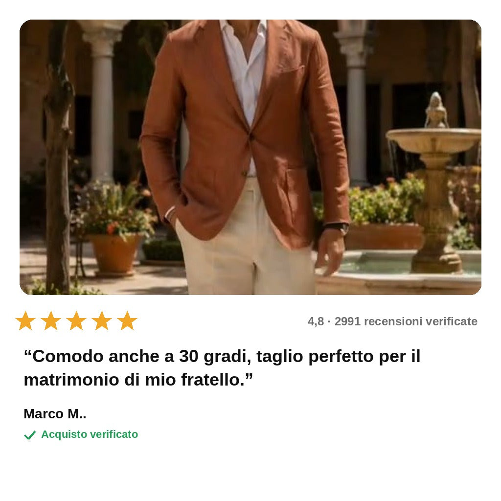 avis — Completo Uomo in Lino LinoAmalfi™ – Giacca e Pantalone Freschezza Estiva