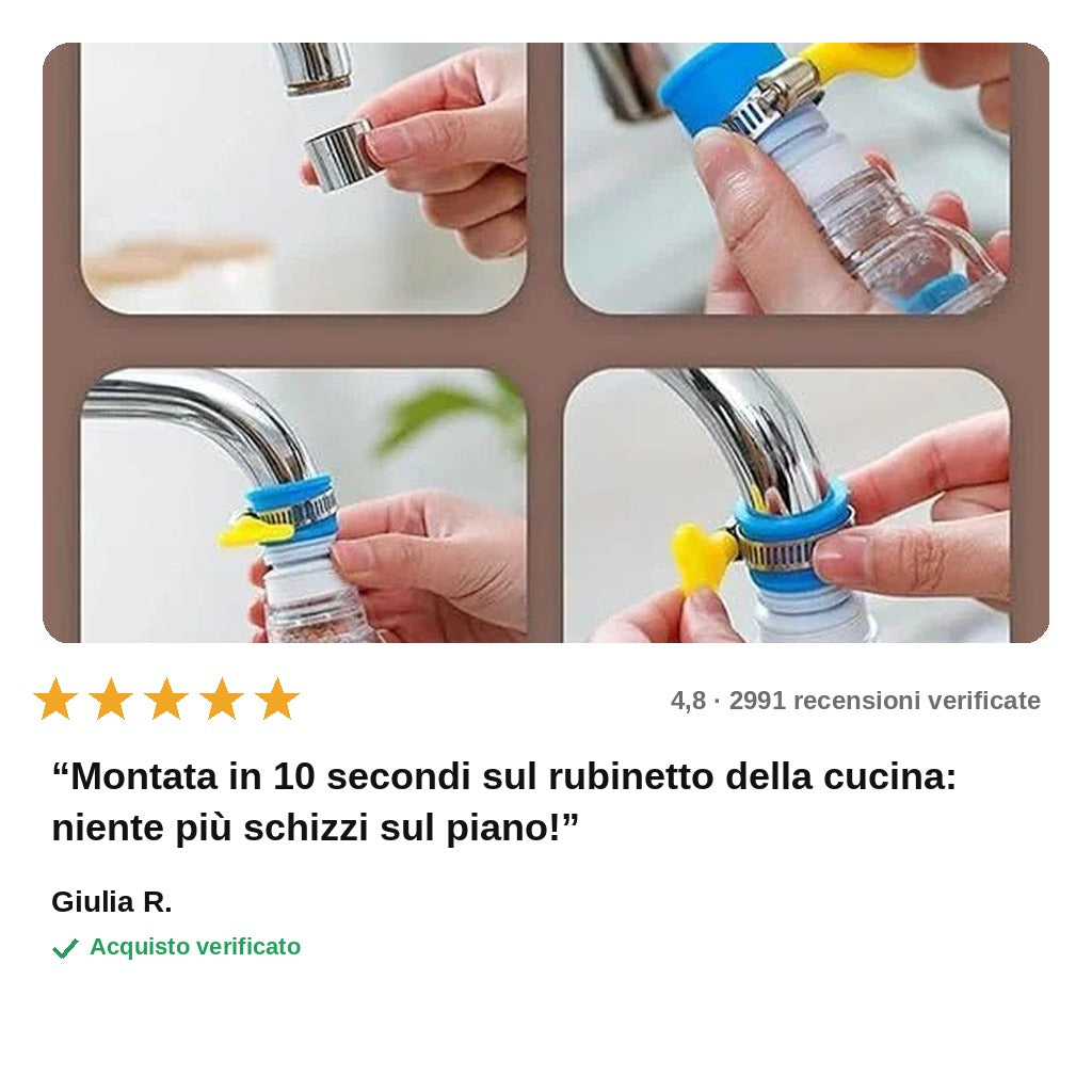 avis — Prolunga Flessibile per Rubinetto – Getto a Pioggia Anti-Schizzi, Orientabile a 360°