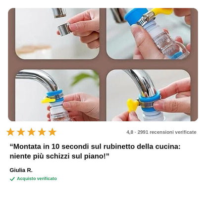 avis — Prolunga Flessibile per Rubinetto – Getto a Pioggia Anti-Schizzi, Orientabile a 360°
