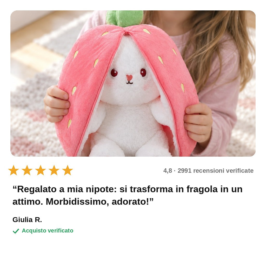 avis — Coniglietto Fragola Reversibile – Peluche 2 in 1