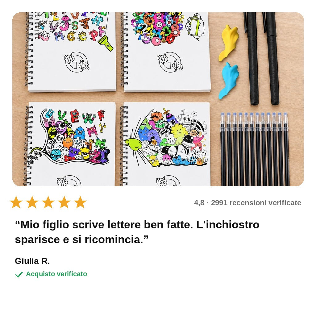 avis — Quaderni di Calligrafia Riutilizzabili con Scanalature – Set da 4