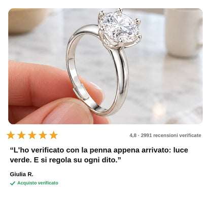 avis — Solitario Lucenta™ – Anello in Moissanite Taglio Brillante, Regolabile
