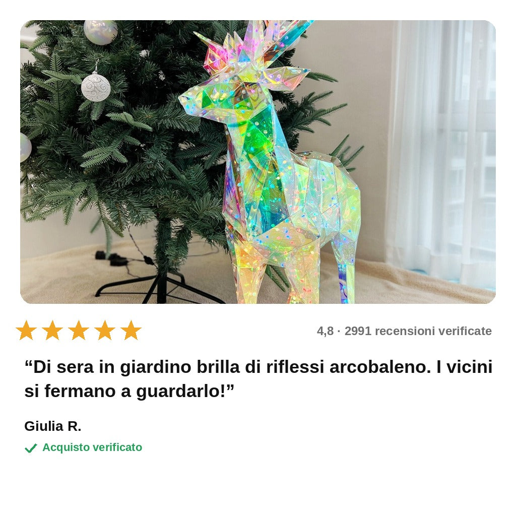avis — Renna Luminosa Iridescente 90 cm – 350 LED per Interno ed Esterno