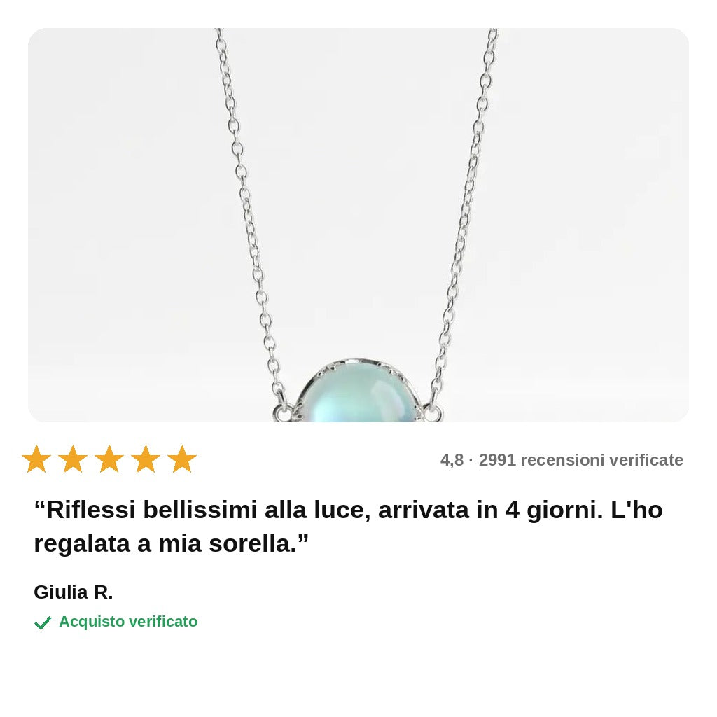 avis — Collana Aurora – Ciondolo Effetto Ghiaccio con Riflessi Aurora Boreale
