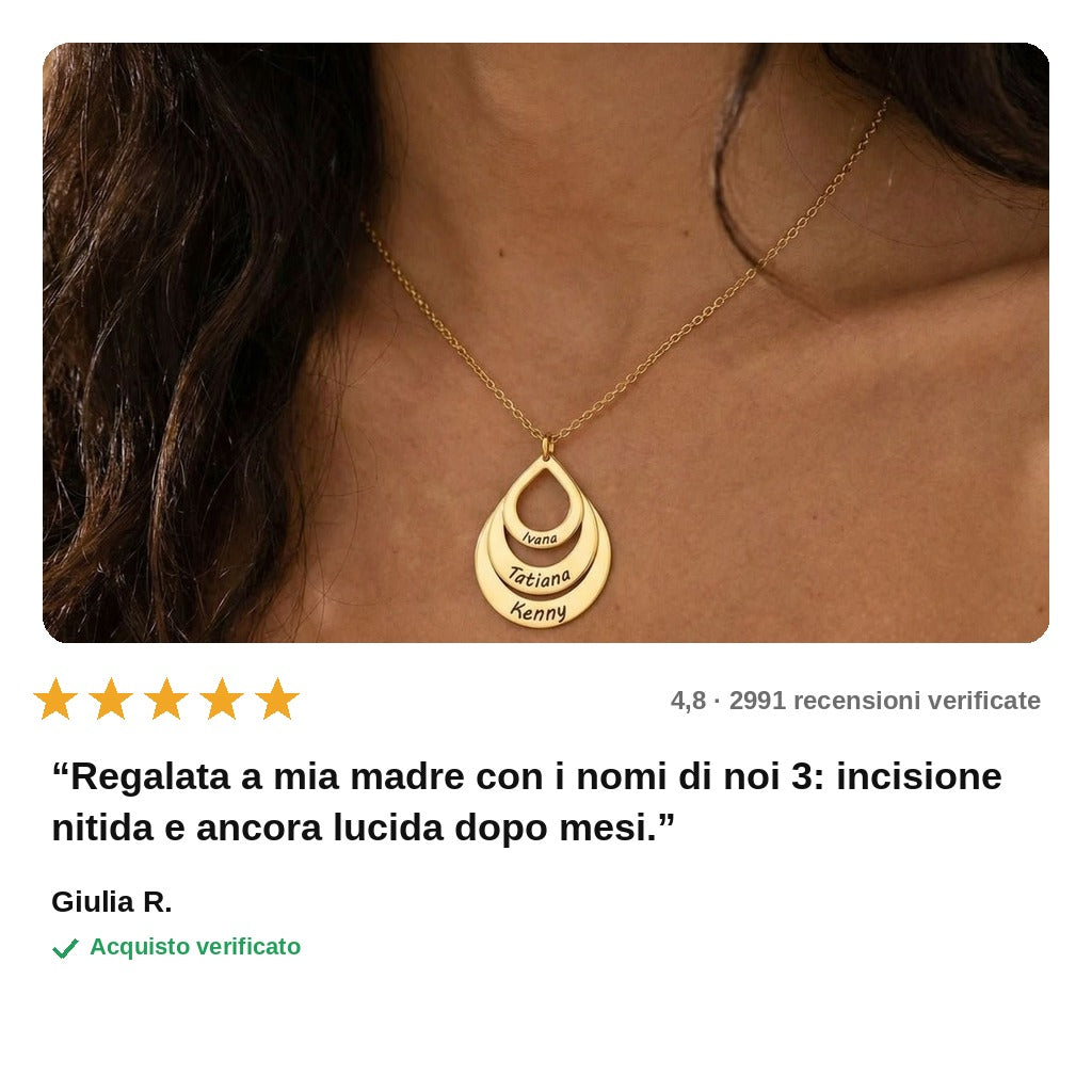 avis — Collana Goccia Personalizzata con Nomi – da 1 a 4 nomi incisi