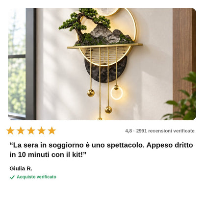 avis — Quadro LED 3D Bonsai e Luna – Scultura Luminosa da Parete