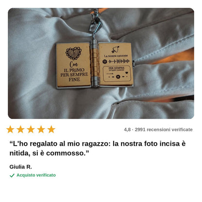 avis — Libro dell'Amore™ – Portachiavi Personalizzato con Foto, Nomi, Data e Canzone