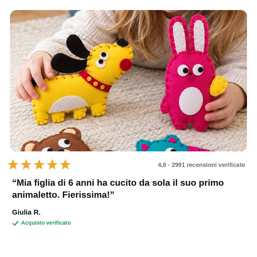 avis — Kit Cucito Animali in Feltro per Bambini – Pezzi Pretagliati e Ago a Punta Tonda