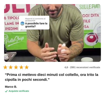 avis — Tritatutto manuale verticale a pressione 1 L – 3 lame a stella in acciaio inox