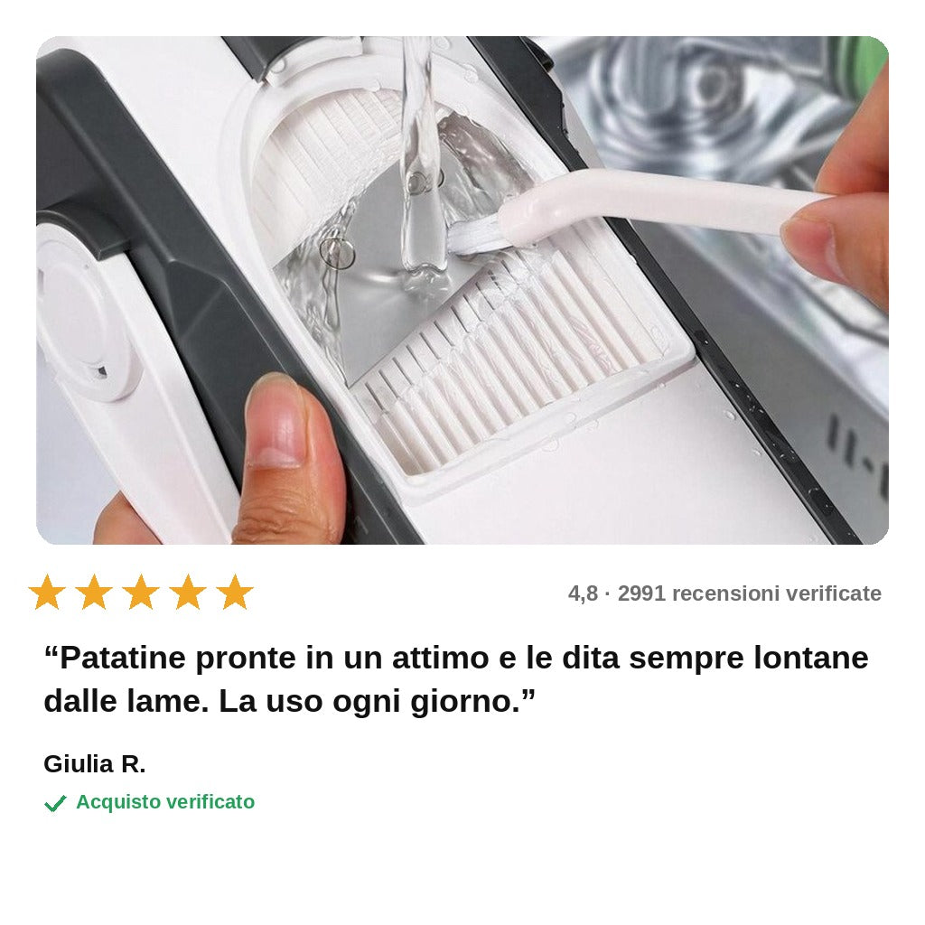 avis — Affettaverdure Pieghevole 5 in 1 con Spintore di Sicurezza