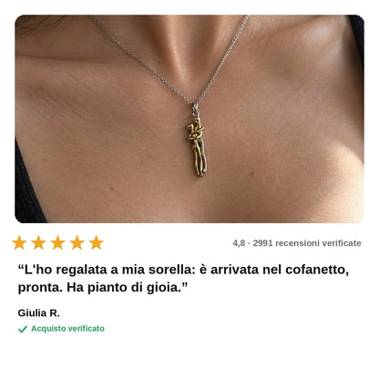avis — Collana Abbraccio Infinito – Due Figure Strette in un Abbraccio