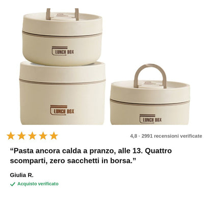 avis — Portapranzo Termico Impilabile in Acciaio Inox – Set da 4 Contenitori con Borsa