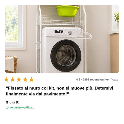 avis — Scaffale Salvaspazio sopra la Lavatrice con Barra Appendiabiti