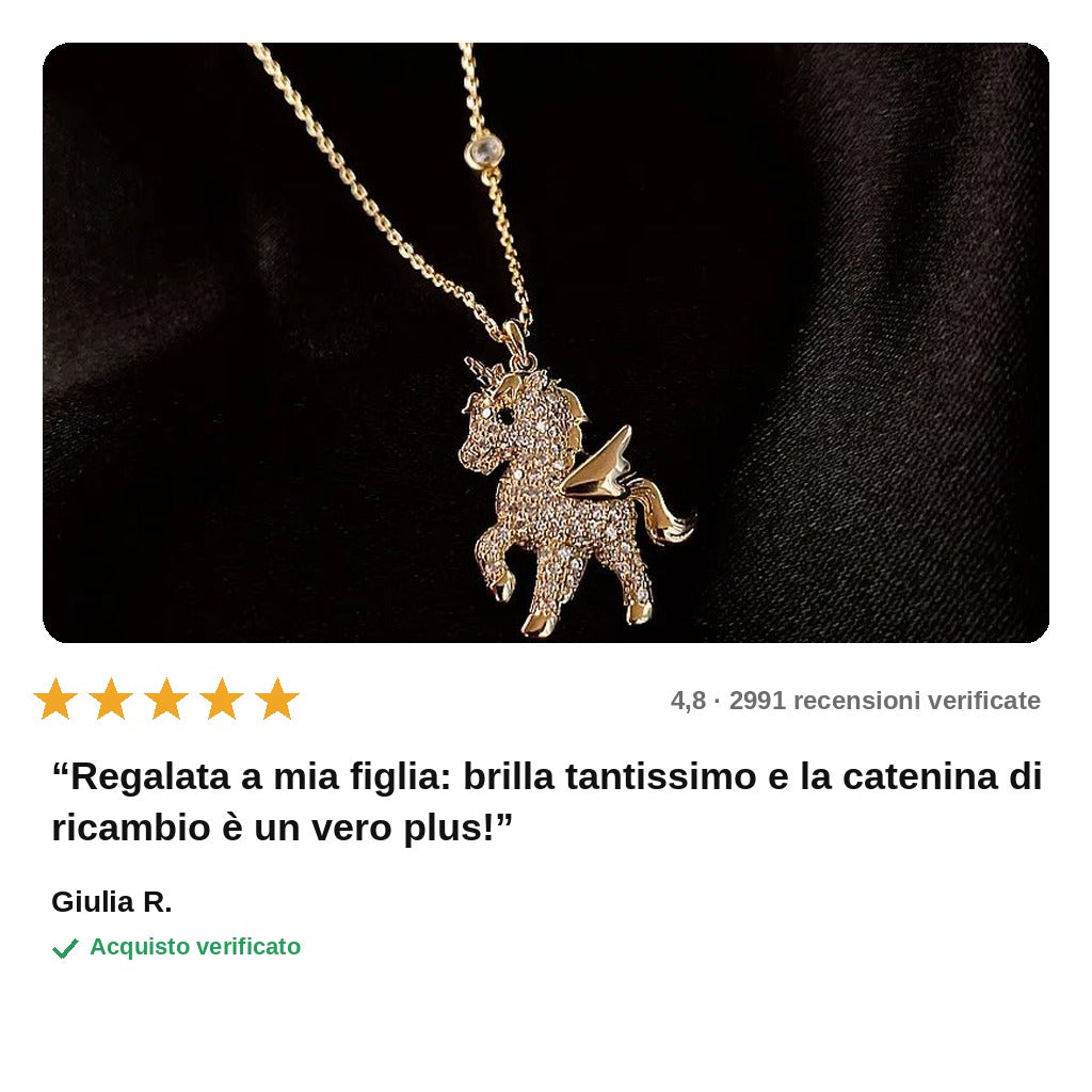 avis — Collana Unicorno con Strass Dorata