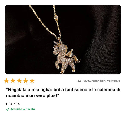 avis — Collana Unicorno con Strass Dorata