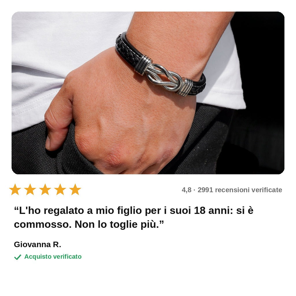 avis — Bracciale in Pelle Intrecciata · Nodo dell'Infinito