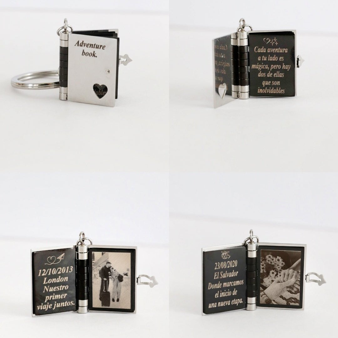 couleur Bianco e nero — Libro dell'Amore™ – Portachiavi Personalizzato con Foto, Nomi, Data e Canzone