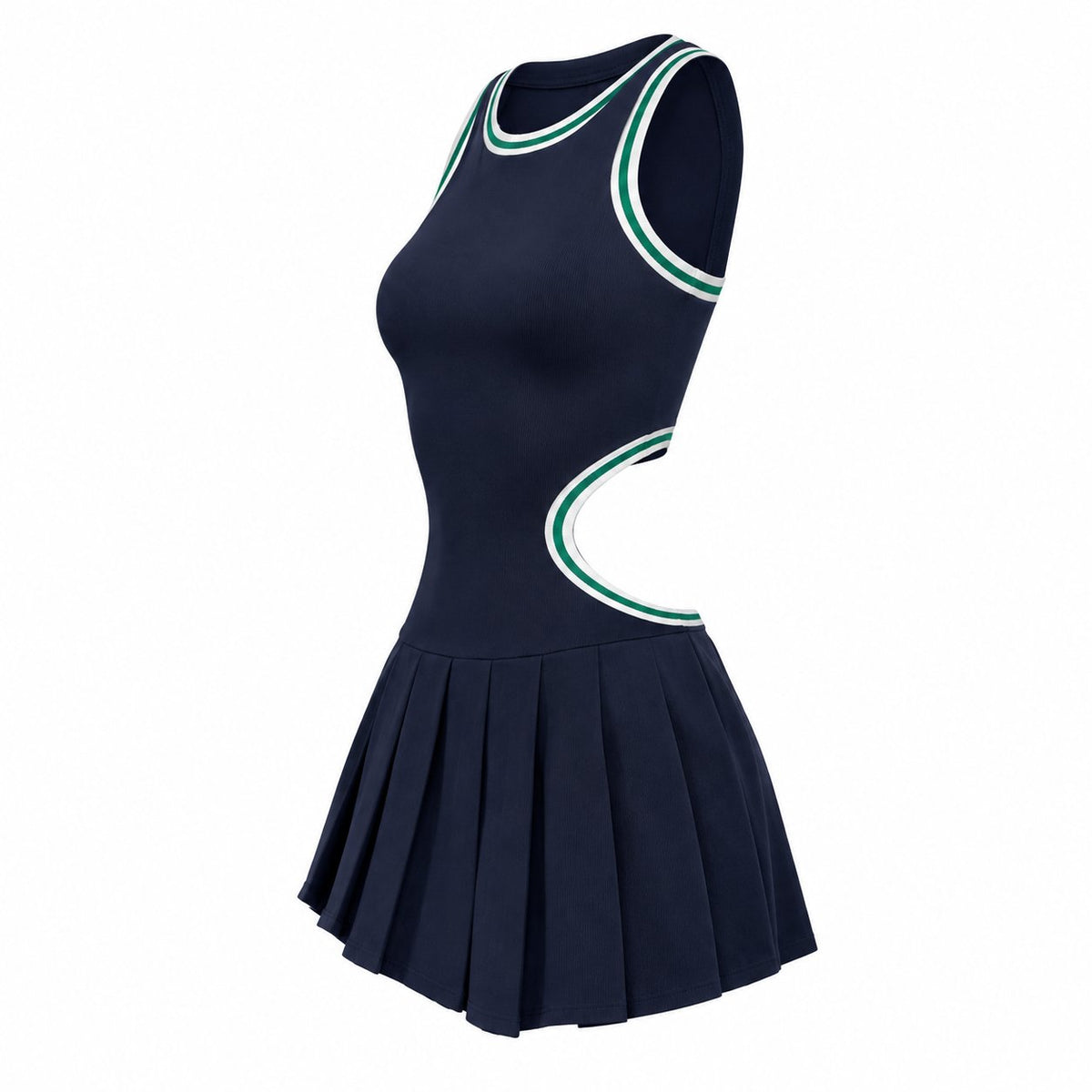 couleur Blu Notte — Abito Tennis in Maglia con Schiena Scoperta