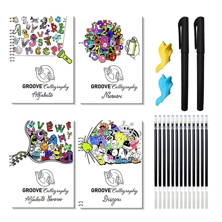 packshot — Quaderni di Calligrafia Riutilizzabili con Scanalature – Set da 4
