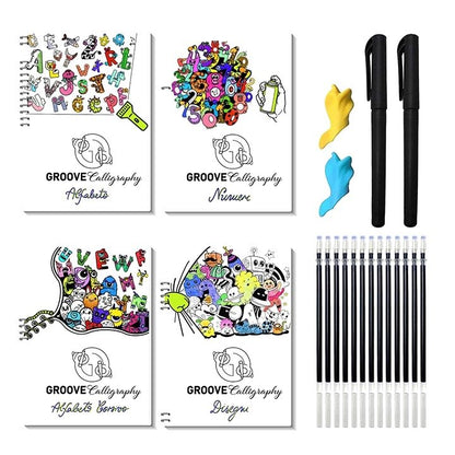 packshot — Quaderni di Calligrafia Riutilizzabili con Scanalature – Set da 4