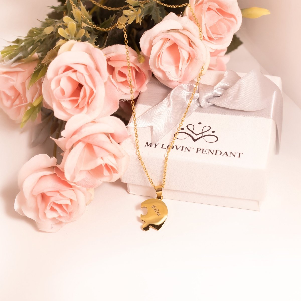packshot — Collana Cuore Puzzle con Nomi Incisi – Da 2 a 8 Pezzi