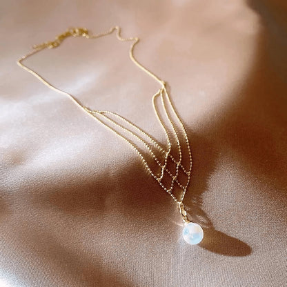 situation — Collana Perla Pizzo™ – Perla Singola su Catenina Dorata Regolabile