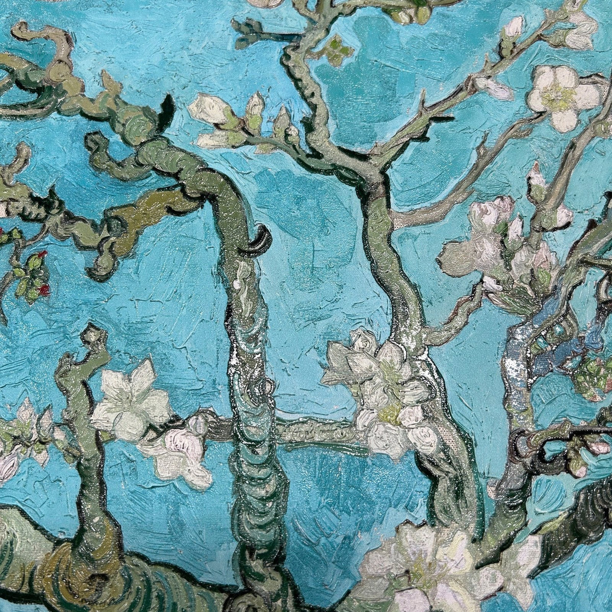 situation — Quadro Van Gogh «Mandorlo in Fiore» con cornice dorata
