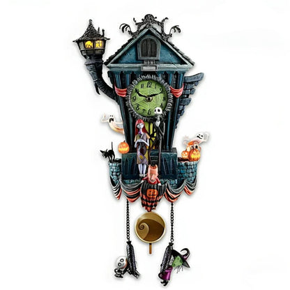 packshot — Orologio a Cucù di Halloween – Casa Stregata in Resina Dipinta a Mano