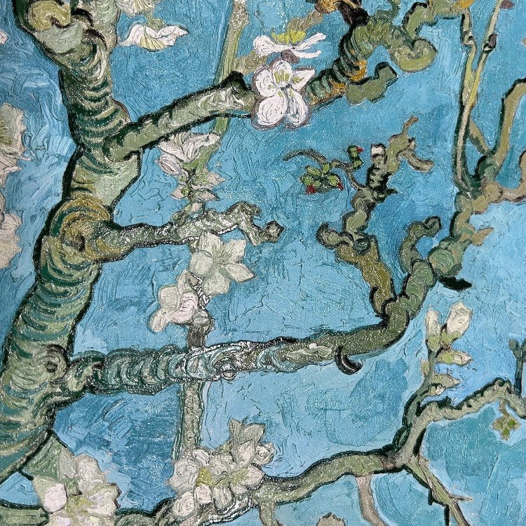 situation — Quadro Van Gogh «Mandorlo in Fiore» con cornice dorata