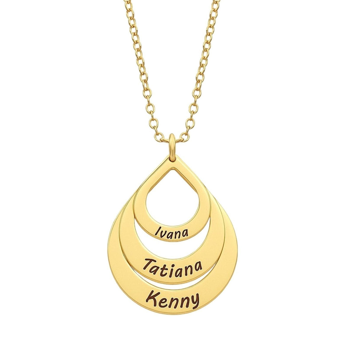 packshot — Collana Goccia Personalizzata con Nomi – da 1 a 4 nomi incisi