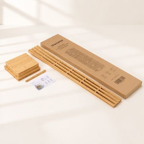packshot — Libreria Girevole 360° in Bambù – 6 Ripiani, 37 × 37 cm