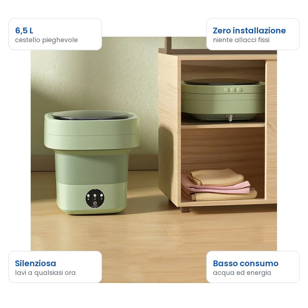 Lavatrice pieghevole CompactWash: capacità, silenziosità e zero installazione