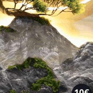 gif — Quadro LED 3D Bonsai e Luna – Scultura Luminosa da Parete