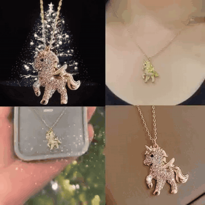 gif — Collana Unicorno con Strass Dorata