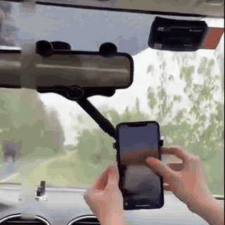 gif — Supporto Telefono da Specchietto Retrovisore 360° – Braccio Regolabile, Si Aggancia Senza Adesivi