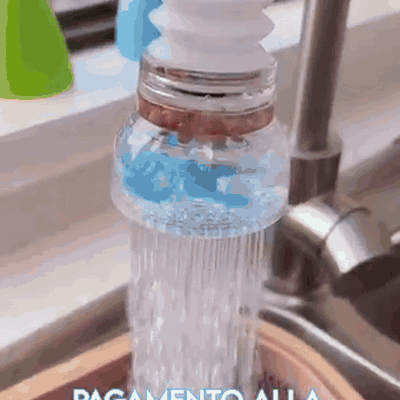 gif — Prolunga Flessibile per Rubinetto – Getto a Pioggia Anti-Schizzi, Orientabile a 360°