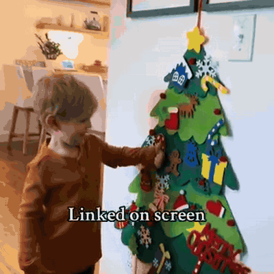 gif — Albero di Natale in feltro per bambini – 100 cm con 32 decorazioni riattaccabili